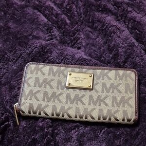 Michael Kors Brown Monogram Wallet with Gold Accents